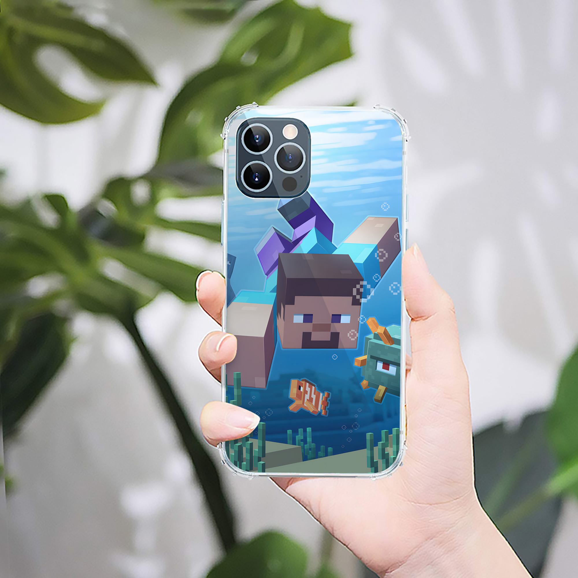 （画像用） マインクラフト ブロックの世界 Minecraft MC Block world 【iPhone 12シリーズ対応】透明スマホケース（クリアソフトケース）